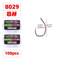 Hirisi 50/100pcs PTFE Coated Carp Fishing Hooks With Eye Micro Barbed High Carbon Steel 8029 Fishing Accessories Spliceable Box