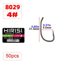 Hirisi 50/100pcs PTFE Coated Carp Fishing Hooks With Eye Micro Barbed High Carbon Steel 8029 Fishing Accessories Spliceable Box