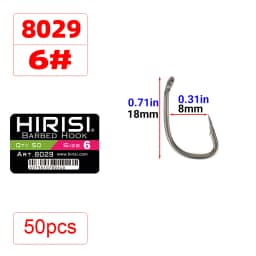 Hirisi 50/100pcs PTFE Coated Carp Fishing Hooks With Eye Micro Barbed High Carbon Steel 8029 Fishing Accessories Spliceable Box