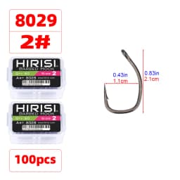Hirisi 50/100pcs PTFE Coated Carp Fishing Hooks With Eye Micro Barbed High Carbon Steel 8029 Fishing Accessories Spliceable Box