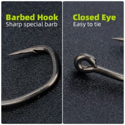 Hirisi 50/100pcs PTFE Coated Carp Fishing Hooks With Eye Micro Barbed High Carbon Steel 8029 Fishing Accessories Spliceable Box