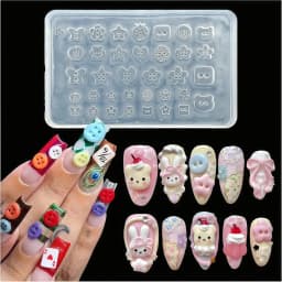 Manicure Multi Shapes Button Small Model 3D Buttons Nail Art Mold Silicone Cute Nail Charms Tool Women DIY Resin Buckle Supplies