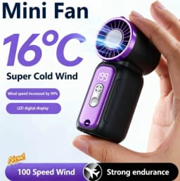 Super Mini Rechargeable Handheld Fan Powerful Wind Ultra-Quiet Fan Digital Display Portable Small Fan
