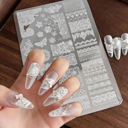 1 Sheet Elegant Lace Nail Art Stamping Plate Vintage Floral & Butterfly Pattern Nail Stencil Reusable Steel Nail Stamp Template#