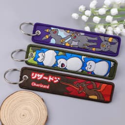 Pokémon  Anime Elf Monsters Keychain for Cars Backpack Key Holders Embroidery Keyrings Key Tag Jet Tag Accessories Gifts 1pcs
