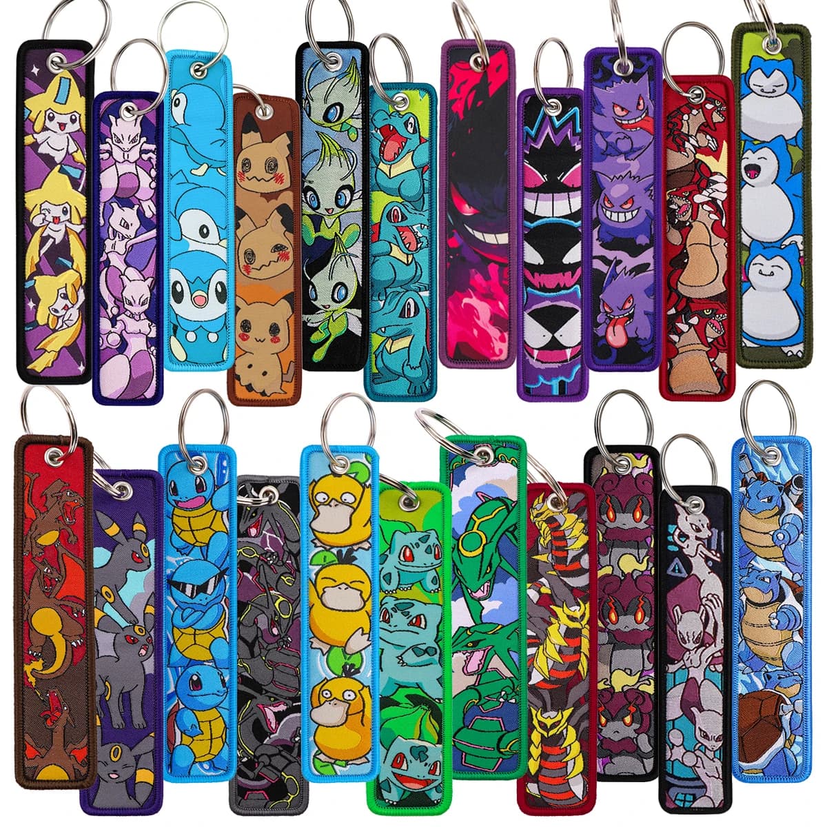 Pokémon  Anime Elf Monsters Keychain for Cars Backpack Key Holders Embroidery Keyrings Key Tag Jet Tag Accessories Gifts 1pcs