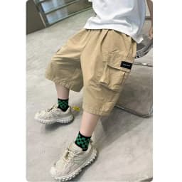 Summer New Teen Boys Cargo Shorts Solid Color Thin Big Pocket Loose Fit Five-Point Pants For 4-14 Years Kids Casual Trousers