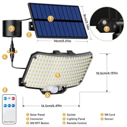 Outdoor LED Solar Light Super Bright Motion Sensor Strong Power LED Garden Wall Lamp IP65 Waterproof 3 Working Mode Porch Lights
