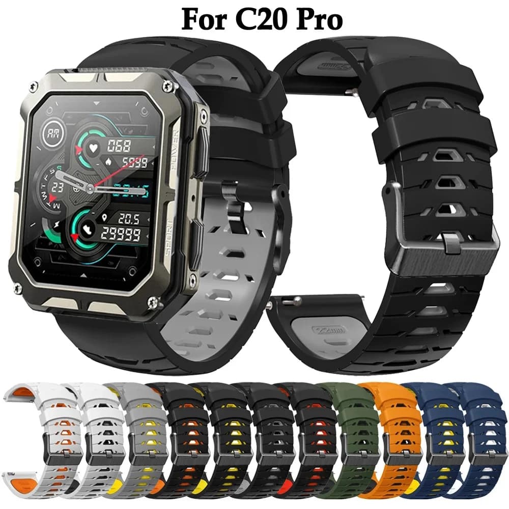 Replacement 22mm Watch Bands For C20 Pro Strap For NEW C20 Pro Breathable Silicone Watchband Bracelet Smartwatch Accessories