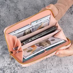 Floral Embossed Leather Women's Long Wallet - Phone Slot Credit Card Holder, Trendy Coin Clutch Purse with Hand-painted Design