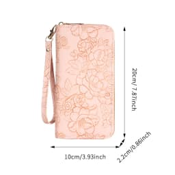 Floral Embossed Leather Women's Long Wallet - Phone Slot Credit Card Holder, Trendy Coin Clutch Purse with Hand-painted Design