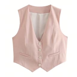 HH Fashion Women Vest Sleeveless Vests for Women Chic V-Neck Single-Breasted Ladies Elegant White Waistcoat Tops