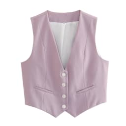 HH Fashion Women Vest Sleeveless Vests for Women Chic V-Neck Single-Breasted Ladies Elegant White Waistcoat Tops