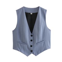 HH Fashion Women Vest Sleeveless Vests for Women Chic V-Neck Single-Breasted Ladies Elegant White Waistcoat Tops
