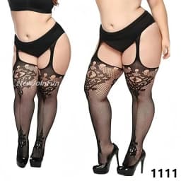 Plus Large Size Elastic Woman's Floral Lace Over The Knee Thigh High Fishnet Mesh Sexy Black Gothic Stockings Non-slip 3XXXL 5XL