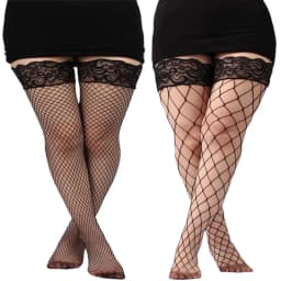Plus Large Size Elastic Woman's Floral Lace Over The Knee Thigh High Fishnet Mesh Sexy Black Gothic Stockings Non-slip 3XXXL 5XL