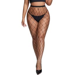 Plus Large Size Elastic Woman's Floral Lace Over The Knee Thigh High Fishnet Mesh Sexy Black Gothic Stockings Non-slip 3XXXL 5XL