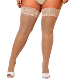 Plus Large Size Elastic Woman's Floral Lace Over The Knee Thigh High Fishnet Mesh Sexy Black Gothic Stockings Non-slip 3XXXL 5XL