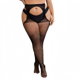 Plus Large Size Elastic Woman's Floral Lace Over The Knee Thigh High Fishnet Mesh Sexy Black Gothic Stockings Non-slip 3XXXL 5XL