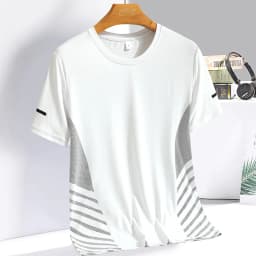 Running T-shirt Men Summer Ice Silk Elasticity Thin Top Printing Quick Dry Short Sleeve Breathable Fitness Sports T-shirt 5XL