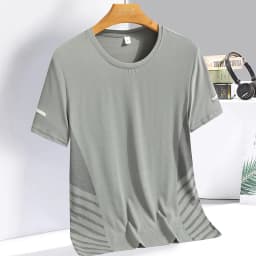 Running T-shirt Men Summer Ice Silk Elasticity Thin Top Printing Quick Dry Short Sleeve Breathable Fitness Sports T-shirt 5XL