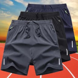 Quick Dry Shorts Men Summer Thin Short Pants Running Sports Bottom Gym Fitness Beach Zipper Pocket Loose Short Sweatpants Men
