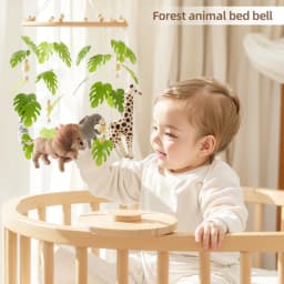 Baby Crib Mobile Rattle Toy For 0-12 Months Cartoon Felt Forest Animal Bed Bell Hanging Wooden Bracket Mobile Newbaby Rattle Toy