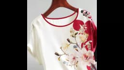 Fashion Floral Print Blouse Pullover Ladies Silk Satin Plus Size Batwing Sleeve Vintage T-shirt Casual Short Sleeve Tops