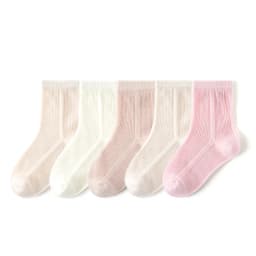 5 Pairs Baby Socks Summer Cotton Socks Thin Mesh Sock Boys Girls Spring Crew Socks Solid Color
