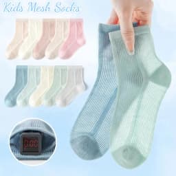5 Pairs Baby Socks Summer Cotton Socks Thin Mesh Sock Boys Girls Spring Crew Socks Solid Color