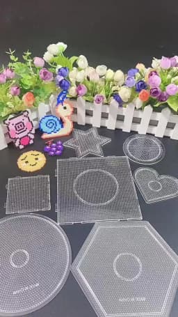 2.6mm Large Clear Plastic Fuse Boards Beads Pegboards Hama Beads Tweezers Creative DIY Jewelry Craft for Kids Craft Beads