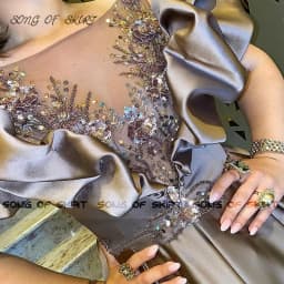 Customized Luxury Beading Mother Of Bride Dresses Light Brown Ruffle Edge Women Evening Gown Long Satin Wedding Guest Dress Robe