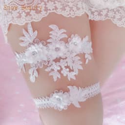 K03 2 PCS Sexy Lace Flower Crystal Pearls Wedding Garter Belt Thigh Ring Bridal Leg Garter Stocking Garter Belt Girl Women