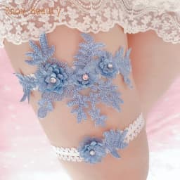 K03 2 PCS Sexy Lace Flower Crystal Pearls Wedding Garter Belt Thigh Ring Bridal Leg Garter Stocking Garter Belt Girl Women