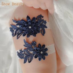 K03 2 PCS Sexy Lace Flower Crystal Pearls Wedding Garter Belt Thigh Ring Bridal Leg Garter Stocking Garter Belt Girl Women