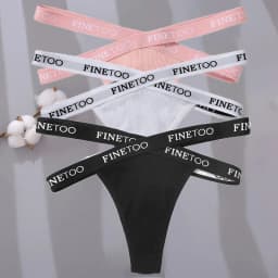 3PCS/Set Cross Strap G-String Cotton Panties Women Sexy High Waist Women's Panties FINETOO Letter Waisted Panty Lingerie M-XL