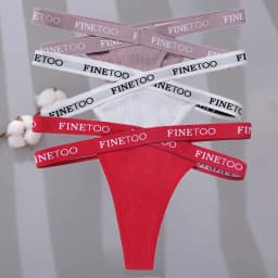 3PCS/Set Cross Strap G-String Cotton Panties Women Sexy High Waist Women's Panties FINETOO Letter Waisted Panty Lingerie M-XL