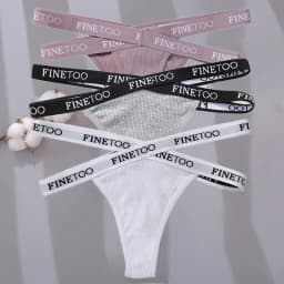 3PCS/Set Cross Strap G-String Cotton Panties Women Sexy High Waist Women's Panties FINETOO Letter Waisted Panty Lingerie M-XL