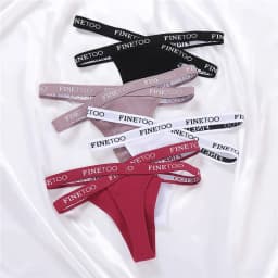 3PCS/Set Cross Strap G-String Cotton Panties Women Sexy High Waist Women's Panties FINETOO Letter Waisted Panty Lingerie M-XL