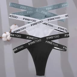 3PCS/Set Cross Strap G-String Cotton Panties Women Sexy High Waist Women's Panties FINETOO Letter Waisted Panty Lingerie M-XL