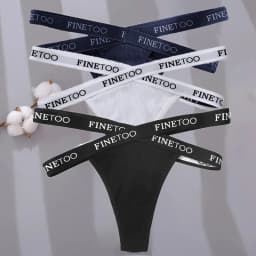 3PCS/Set Cross Strap G-String Cotton Panties Women Sexy High Waist Women's Panties FINETOO Letter Waisted Panty Lingerie M-XL