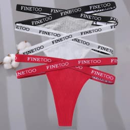 3PCS/Set Cross Strap G-String Cotton Panties Women Sexy High Waist Women's Panties FINETOO Letter Waisted Panty Lingerie M-XL