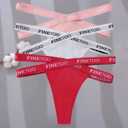3PCS/Set Cross Strap G-String Cotton Panties Women Sexy High Waist Women's Panties FINETOO Letter Waisted Panty Lingerie M-XL