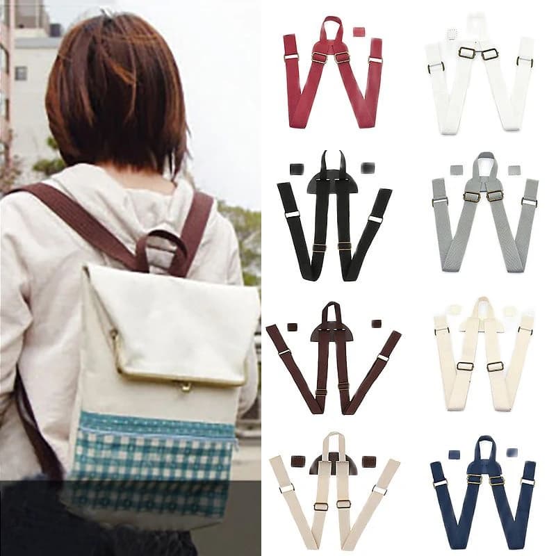 Adjustable Backpack Strap Shoulder Belts Black Durable Canvas Replacement Shoulder Strap Rucksack School Book Bag Accessories