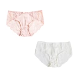SuyaDream Women's Panties 2pcs/Lot 100% Natural Silk Lined Sexy Lace Briefs Daily Wear Comfortable Intimate Underwear Pink White