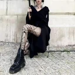 Lolita Girls Cute Pentacle Print Tights Women Sexy Gothic Punk Magical Five-Pointed Star Mesh Fish Net Pantyhose Body Stockings