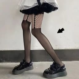 Lolita Girls Cute Pentacle Print Tights Women Sexy Gothic Punk Magical Five-Pointed Star Mesh Fish Net Pantyhose Body Stockings