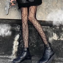 Lolita Girls Cute Pentacle Print Tights Women Sexy Gothic Punk Magical Five-Pointed Star Mesh Fish Net Pantyhose Body Stockings