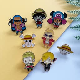 8 Pcs One Piece Anime Roronoa Zoro & Monkey D. Luffy Cosplay Badges Brooches Collectible Comic Lapel Jewelry for Backpack