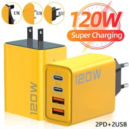 120W 4 Ports USB C Fast Charger PD Quick Charge 3.0 Wall Phone Adapter Universal Travel Charging Plug for iPhone Samsung Xiaomi